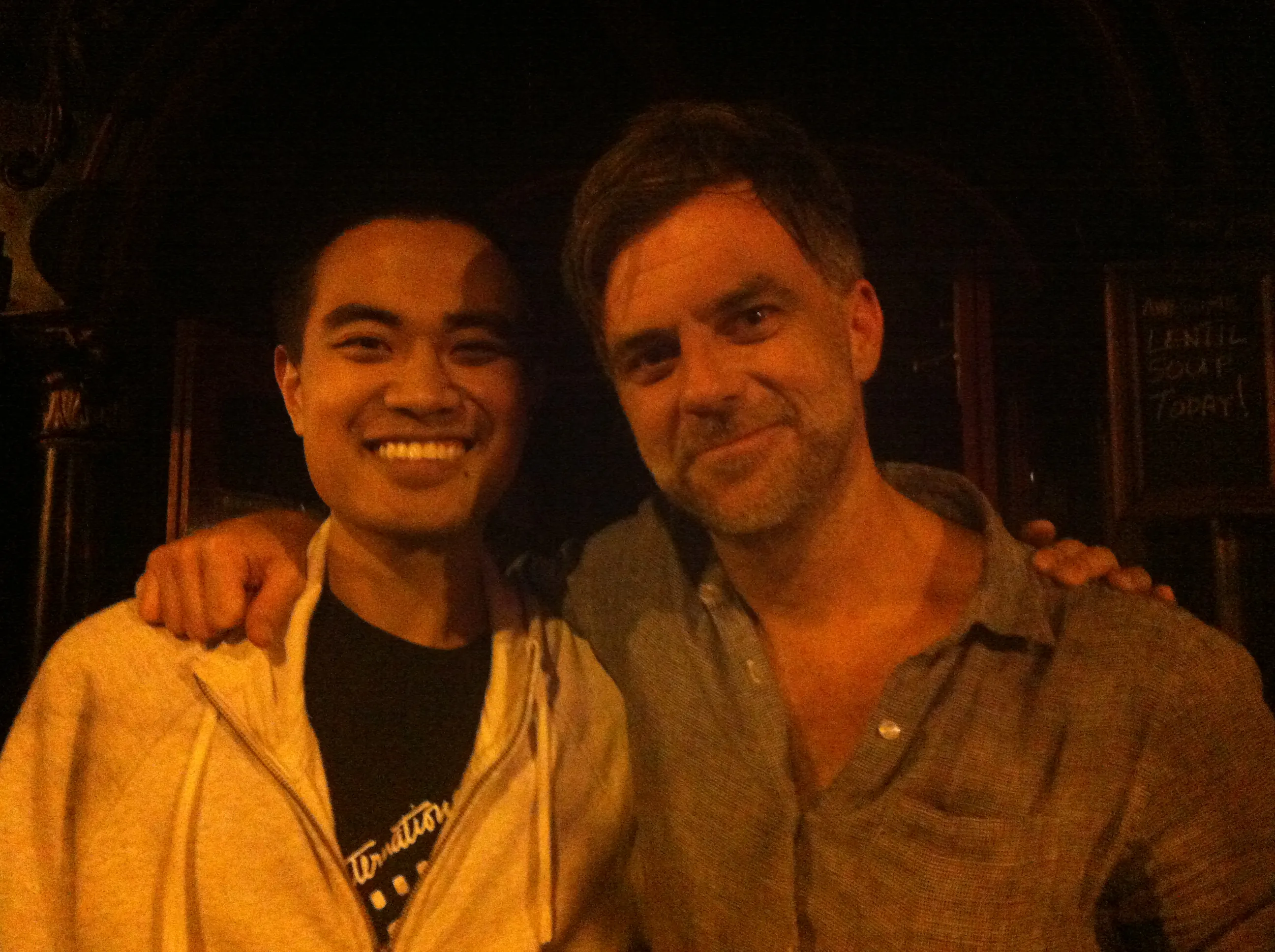 Fanboy and Paul Thomas Anderson, near Music Box Theatre, Chicago, 2012. 📸: Reesa
